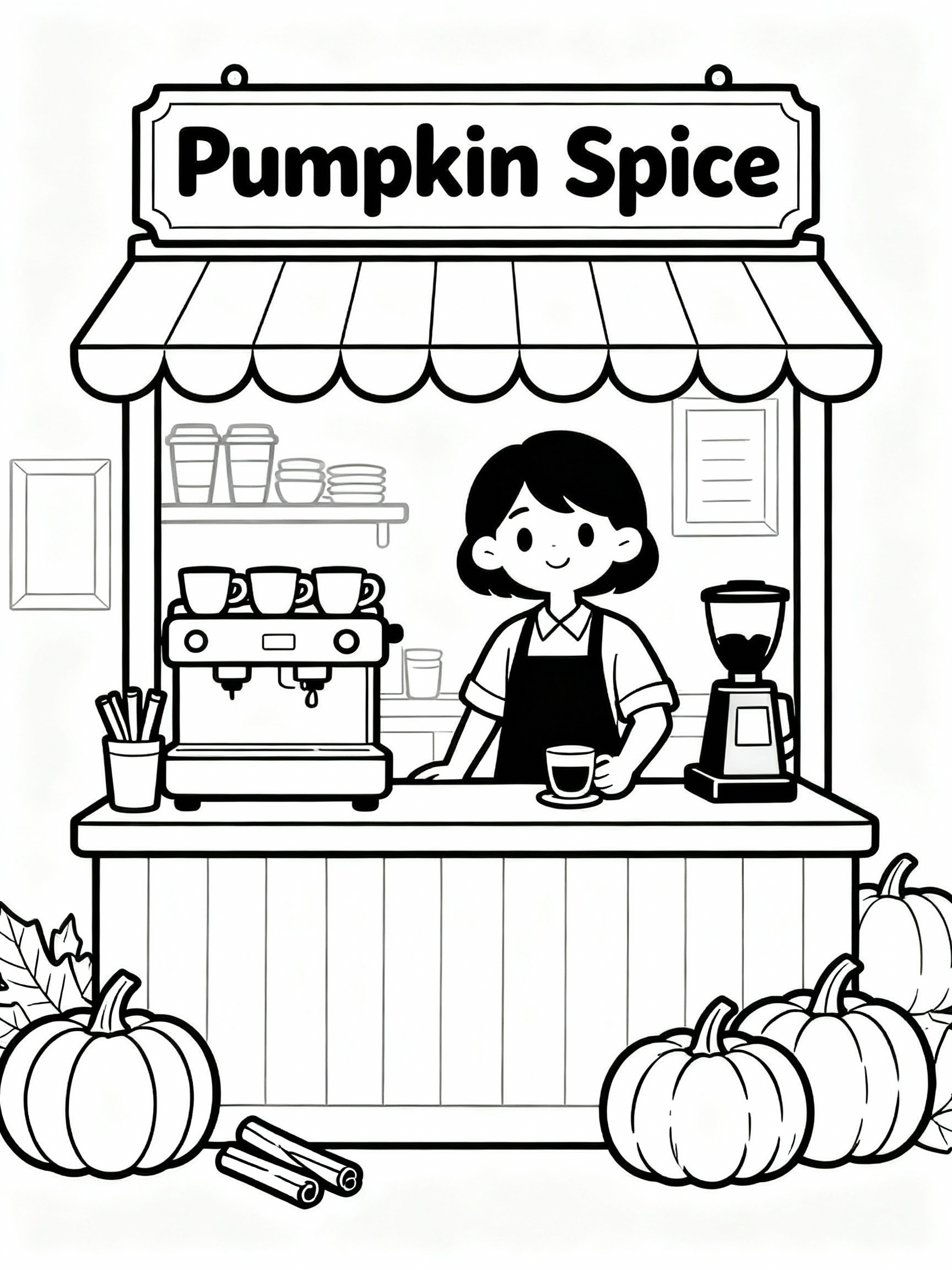Perfect Pumpkin Spice Cafe Scenes Coloring Page