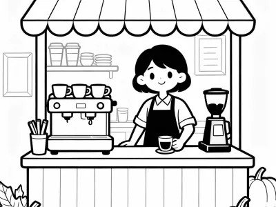 Perfect Pumpkin Spice Cafe Scenes Coloring Page