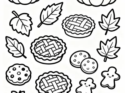 Beautiful Festive Fall Baking Delights Coloring Page