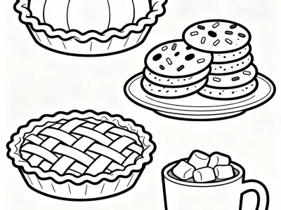 Delightful Cartoon Festive Fall Baking Delights Coloring Page