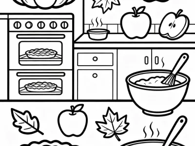 Lovely Festive Fall Baking Delights Coloring Page