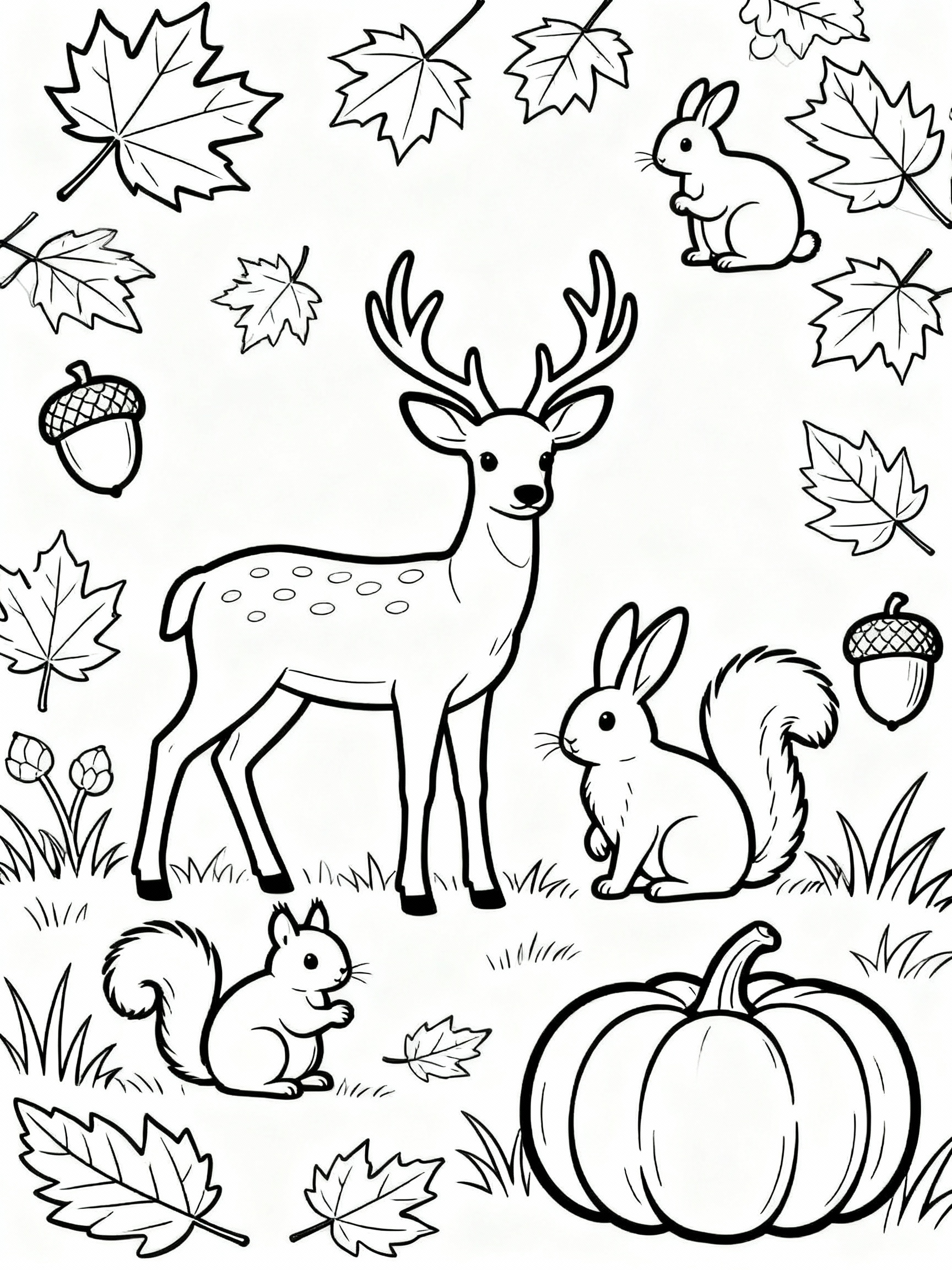 Lovely Autumn Wildlife Adventures Coloring Page