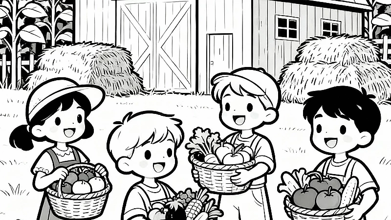 Joyful Harvest Gathering Coloring Pages - 15 Free Designs