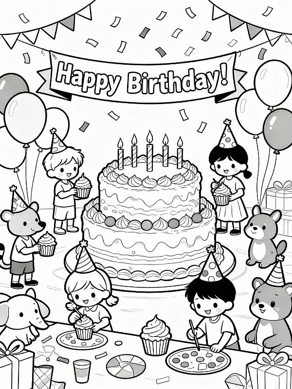 Coloring page for 7 Amazing Coloring Pages for Birthdays Kids Will Love in 2025