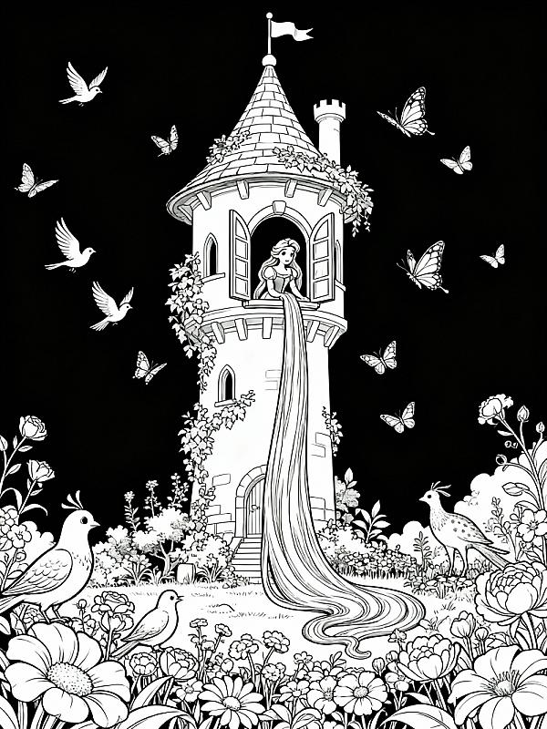 Coloring page for 7 Stunning Rapunzel Coloring Page Ideas for Kids in 2026