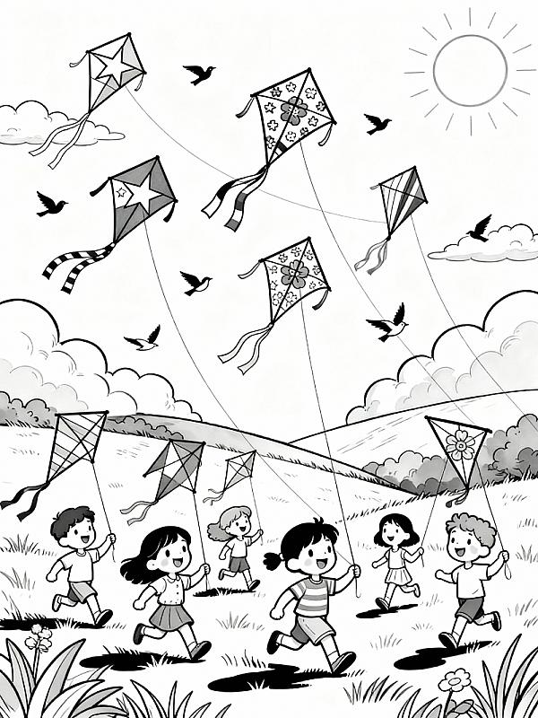 Coloring page for 10 Fun Kite Coloring Page Ideas for Kids in 2026